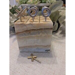 Beautiful Vintage 1968 Curtis Jere Onyx Tic-Tac-Toe Game
